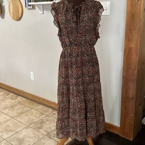 BB Dakota Steve Madden floral maxi dress size large black sheer dark romantic wh